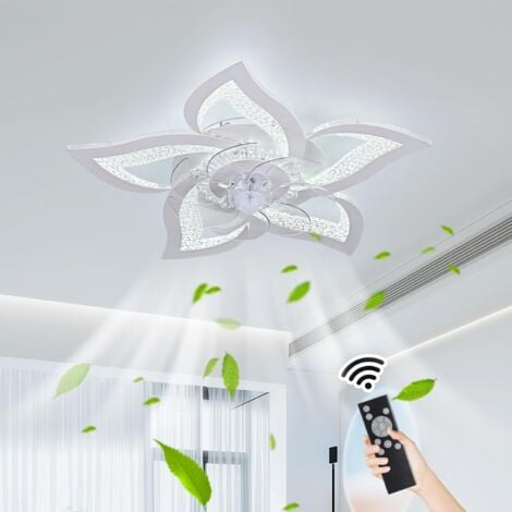 Ganeed Ventilatore da Soffitto con Luce, Ventilatore LED Dimmerabile con Telecomando, Ventilatore da Soffitto a Forma di Fiore per Soggiorno Camera da Letto (Bianco 6 velocidades)