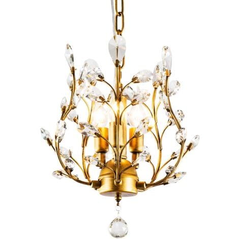 Ganeed Vintage K9 Chiaro Lampadari di Cristallo, Illuminazione A Soffitto, illuminazione A sospensione A Filo Montato Apparecchio con 3 Luce per Soggiorno Ristorante Portico Corridoio (Nero)