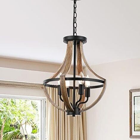 Ganeed Vintage Kronleuchter 4 Licht Höhenverstellbare Pendelleuchte Rustikaler Metall Hängelampe für Esszimmer, Küche, Wohnzimmer(Glühbirne nicht enthalten)