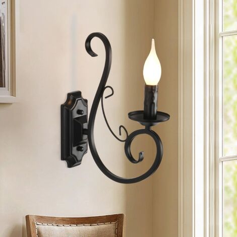 Ganeed Wall Light Bedside Sconce Lamp Antique Metal E14 Black 1 Light