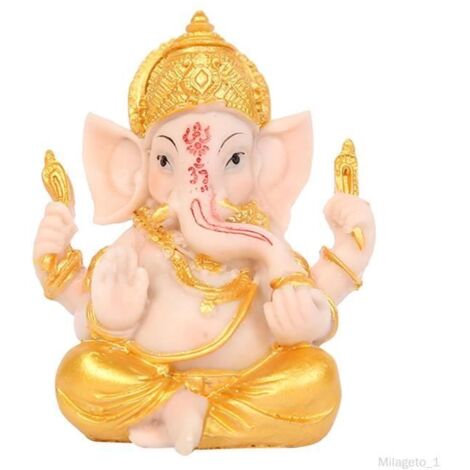 Ganesha Sculpture Éléphant Seigneur Statue Dieu du Succès Résine Bouddha Richesse Indienne Ganesh Figurine pour Bureau Maison