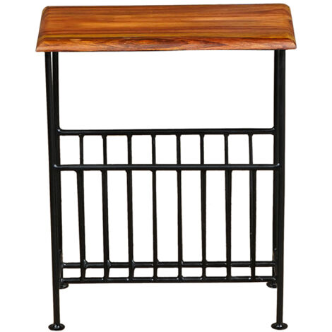 Ganga Iron Magazine Rack - Sheesham Wood - L20 x W50 x H40 cm - Honey Dark Finish