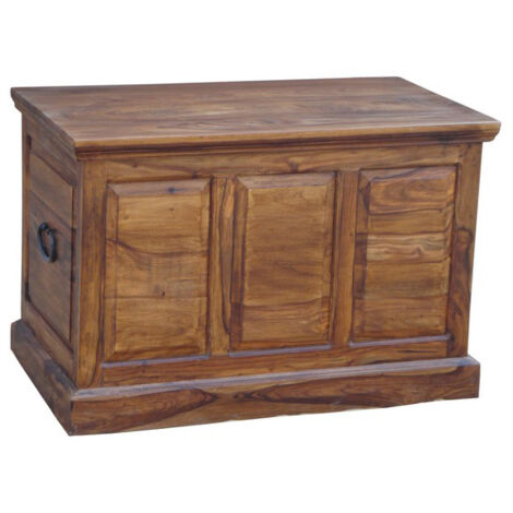 Ganga Panel Box Small - Sheesham Wood - L50 x W90 x H60 cm - Honey Dark Finish