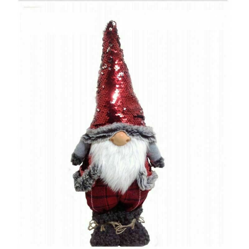 LCD - Gnome Du Bois Sur Pied Rouge Chapeau Avec Paiette 41 cm Déco Puzzle