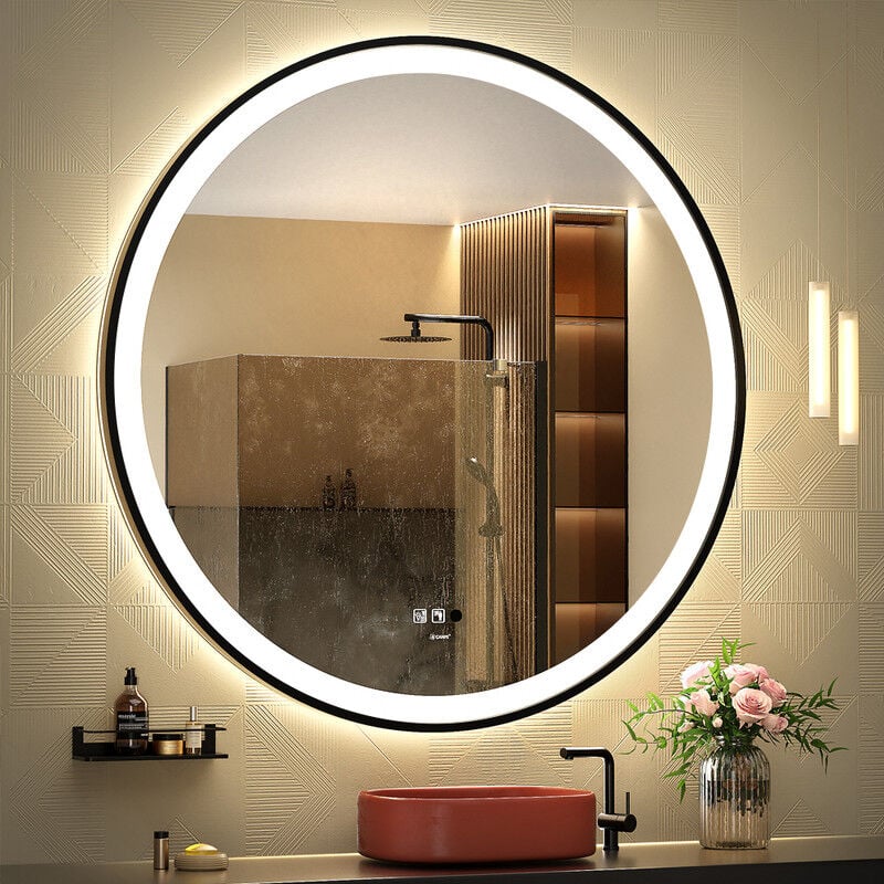 Ganpe - Miroir à capteur led, Miroir de courtoisie à Induction avec Bluetooth, éclairage à intensité Variable, étanche IP44 + Vertical et Horizontal