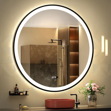 Ganpe – Miroir lumineux de salle de bain 70x90cm – Éclairage LED à intensité variable – Bluetooth – Étanche IP44 – Capteur d'ondes de main