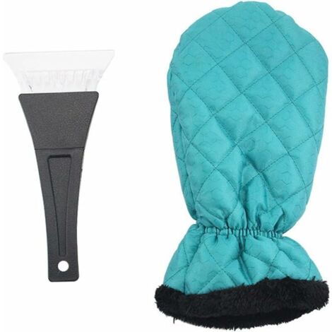 Gant à grattoir de Glace Remover de Neige étanche Gant de Pare-ise Chaud Gant rembourré pour la fenêtre de Voiture Vert