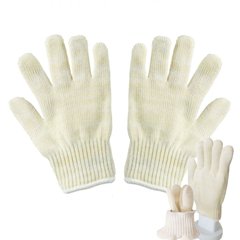 Gant anti-chaleur, résistants à la chaleur Mitaines,four, cheminée, résistant à la chaleur jusqu'à 300°C, taille universelle, beige(2 pcs