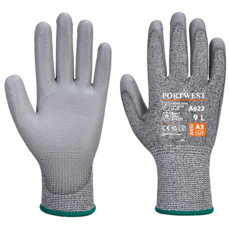 Gant anti-coupure A622 paume PU MR Gris T.XXL Portwest