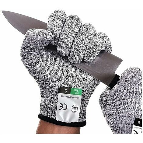 Gant Anti Coupure Gants de Travail Protection de Niveau 5 et Certifié EN388 Gants Jardinage Gants Résistants Aux Coupures Pour L'écaillage D'huîtres, Le Soudage (L)