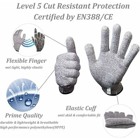 Gant de protection anti-coupures Grip cut niveau 5 PEHD double enduction  nitrile taille 9 - PAREDES