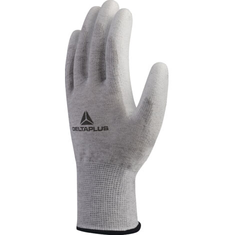 Gant antistatique tricot polyester/carbone - paume enduite pu DELTA PLUS - D020VE702PESD0  T8