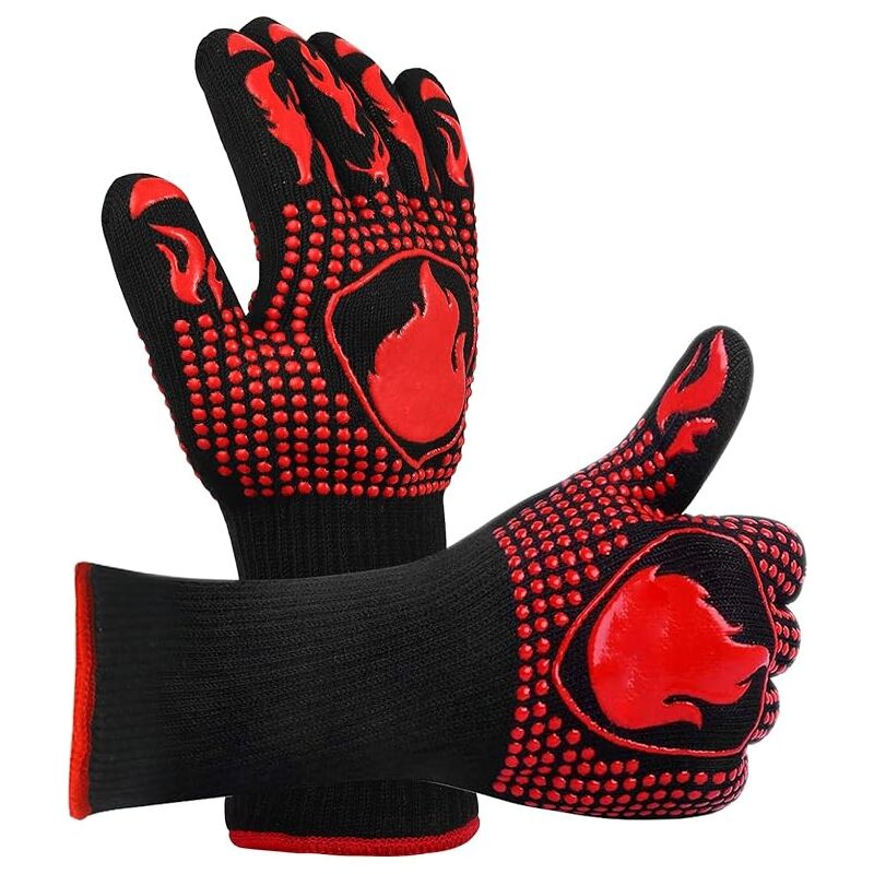 Gant Barbecue, Gants Anti Chaleur Jusqu'à 800°C Universel Gants de Cuisine Résistant à la Chaleur et Antidérapants Gants pour BBQ Grill Four Cuisine