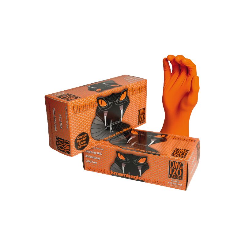 Gants Nitrile Orange Black Mamba (boite de 100) - taille XL
