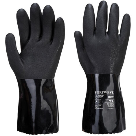 Gant Chimie PVC ESD  couleur : Noir taille M - PORTWEST