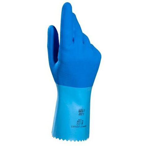 Gants de protection chimique latex naturel Taille 8 – Résistance aux acides et déchirures – Lot de 5 paires – Pour bâtiment et aéronautique – Mapa Professionnel