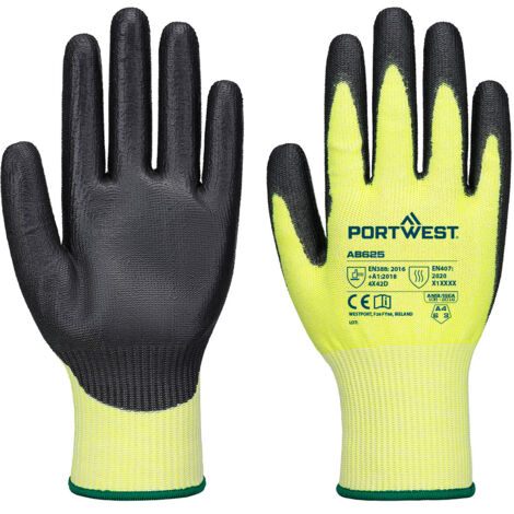 Gant Coupure D13 Pu Essential (12 Paires) - Taille Xl - Jaune/noir - Portwest