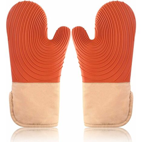 Ensemble de maniques et de gants de four résistants à la chaleur, gants de  four Double en Silicone pour la cuisson gants [234C324]