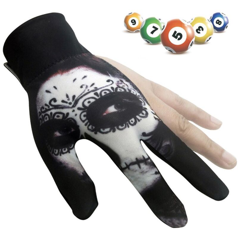 Gant de billard 3 doigts pour homme et femme, antidérapant, respirant et durable pour une prise parfaite avec la queue de billard (main gauche).
