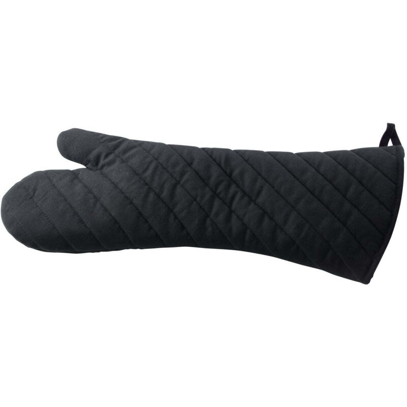 Fackelmann Manopla para barbacoa, cocina con Horno y leña 48X18Cm. Accesorios y guantes para hornos y altas temperaturas. Algodón, poliéster, Color Negro, 1 ud.