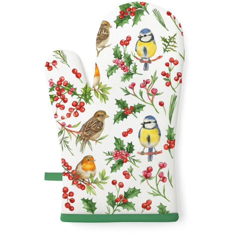 Gant de cuisine oiseaux dhiver  18 x 30 cm