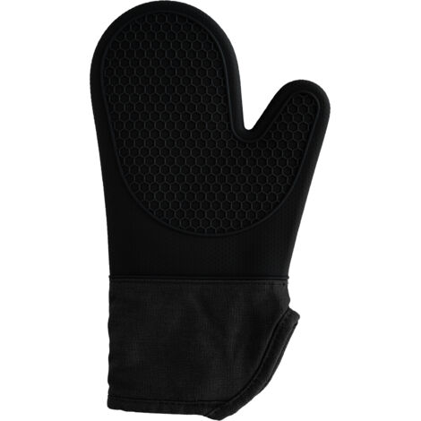 Gant de cuisine résistant à la chaleur en silicone et coton pour four et micro-ondes - Noir