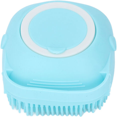 Gant de Douche en Caoutchouc Doux pour Bébé, Femmes, Hommes et Seniors - Distributeur de Shampoing Carré Bleu