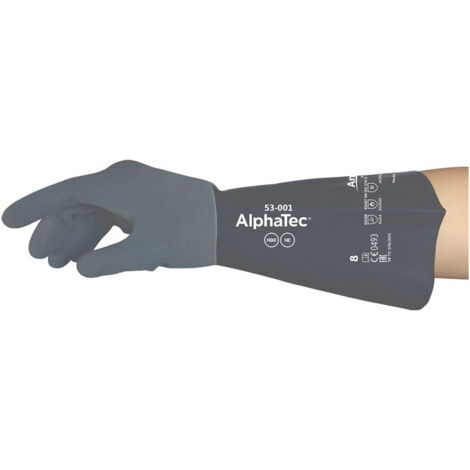 Gant de protection chimiquee AlphaTec 53-001 Taille 11 gris/noir EN 388.EN 374.EN 407 6 PA (Par 6)