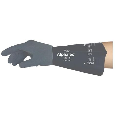 Gant de protection chimiquee AlphaTec 53-001 Taille 11 gris/noir EN 388.EN 374.EN 407 6 PA (Par 6)