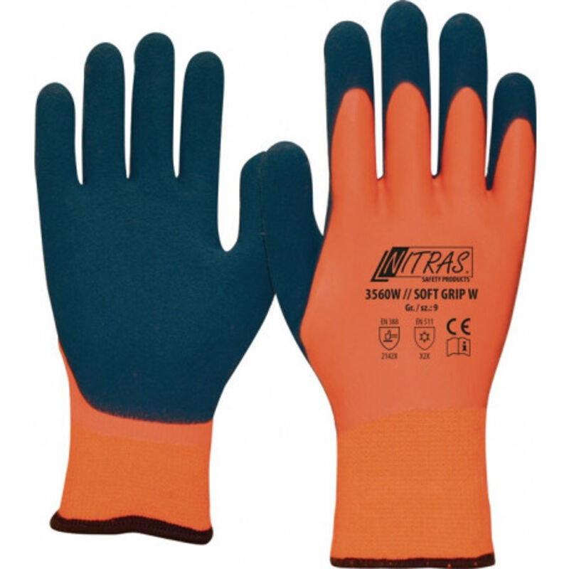Gant de protection contre le froid SOFT GRIP W taille 8 orange/bleu foncé EN 388.EN 511 PSA II (Par 12)