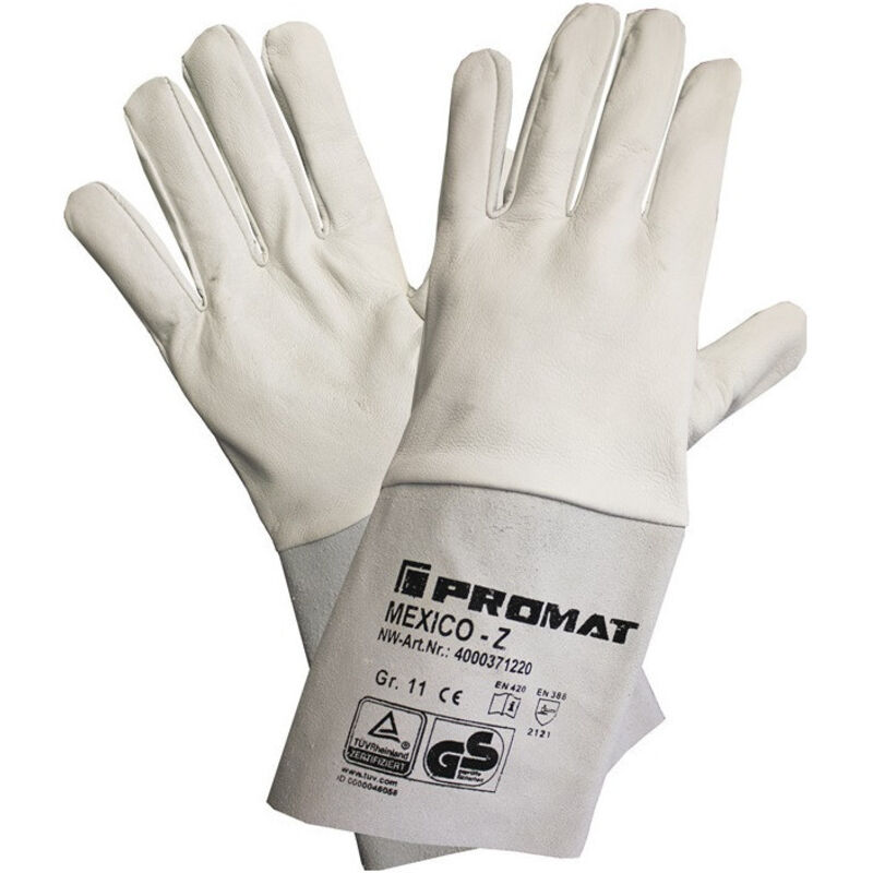 Gant de soudeur Mexico Z taille 9 gris cuir nappa de chèvre/cuir refendu EN 388, EN420, EN12477 catégorie EPI II 10 paires PROMAT (Par 10)