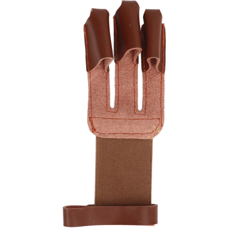 Gant de tir à l'arc en cuir de vache, protection 3 doigts, pour chasse et cible, marron