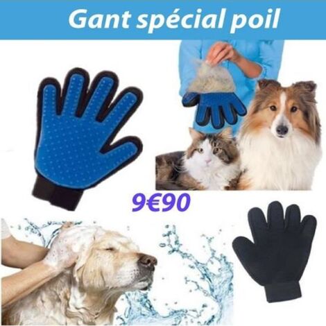 Gant de toilettage - Non spécifié - Non spécifié - Bleu - Noir - Enlève les poils et masse doucement