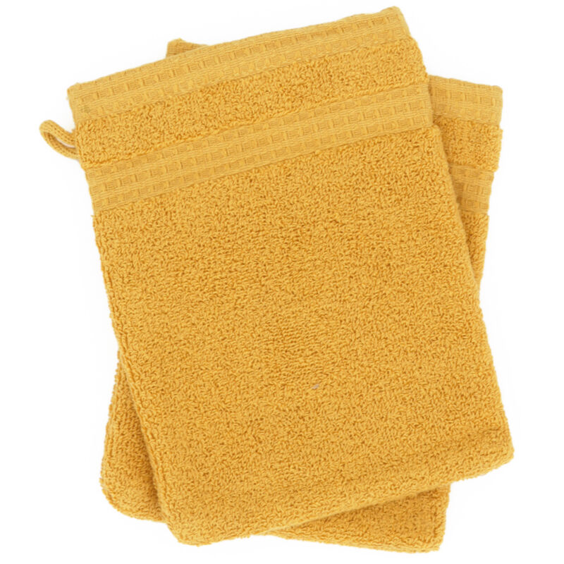 linnea - gant de toilette 16x21 natural - jaune curry