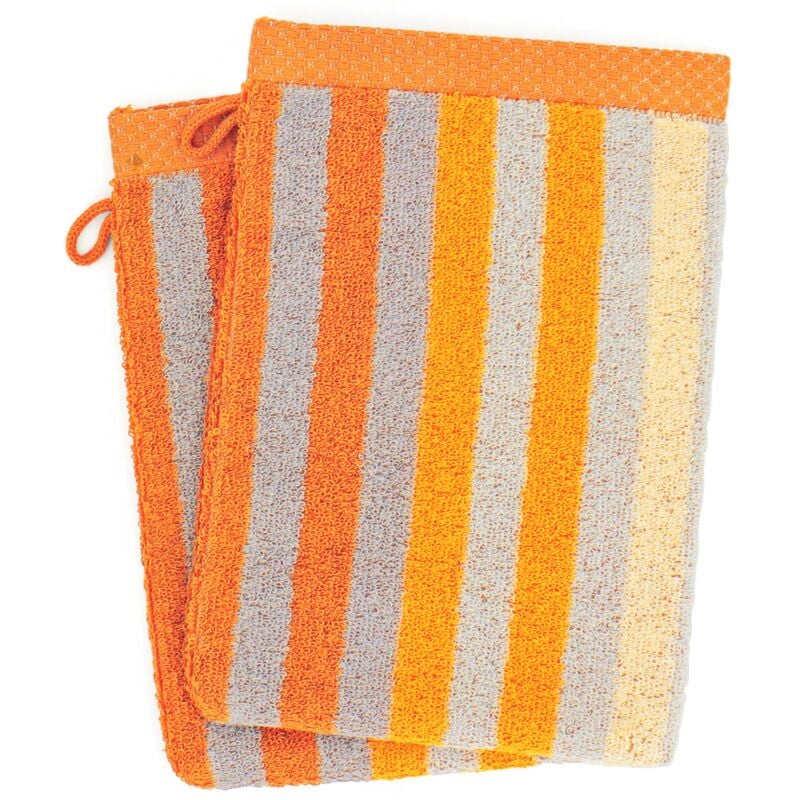linnea - gant de toilette 16x21 pure stripes - orange butane