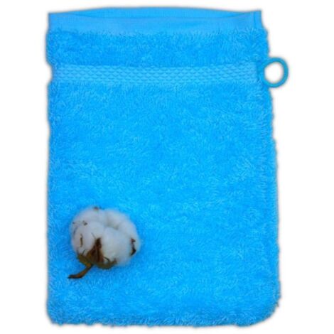 Gant de toilette coton bio coloris Lagon