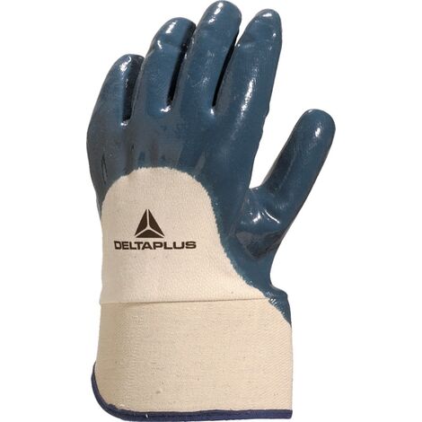 Gant de travail NI170 en coton enduit nitrile écru/bleu T10 - DELTA PLUS - NI17010 - Ecru
