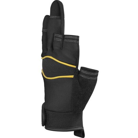 GANT DELTA PLUS 3 DOIGTS COUPÉS PAUME CUIR SYNTHETIQUE - DOS POLYESTER/ELASTHANNE NOIR JAUNE - VV905NO0  T8