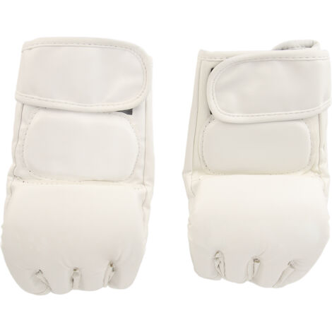 Gant d'Entraînement Semi-Ouvert pour Cible de Frappe, Protection Renforcée et Poignet Ajustable - Modèle Blanc