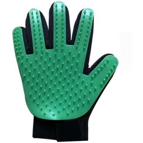 Gant d'épilation pour chiens et chats, droit, vert, 23 x 17 cm, en silicone souple, avec dragonne réglable pour un massage doux et peignage efficace