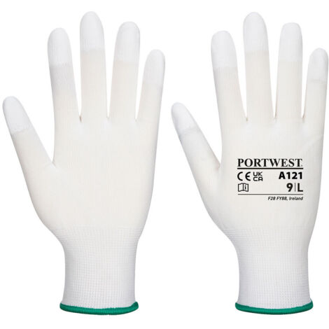 Gant doigts enduits PU couleur : Blanc taille M - PORTWEST