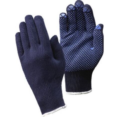 Gant en tricot, coton polyester, bleu, Taille : 7 (par 12)