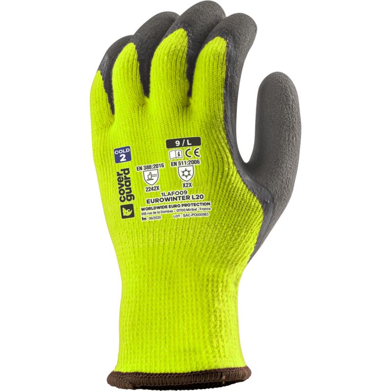 Gants eurowinter L20 fourré acryl paume double enduit latex 08 Taille 8