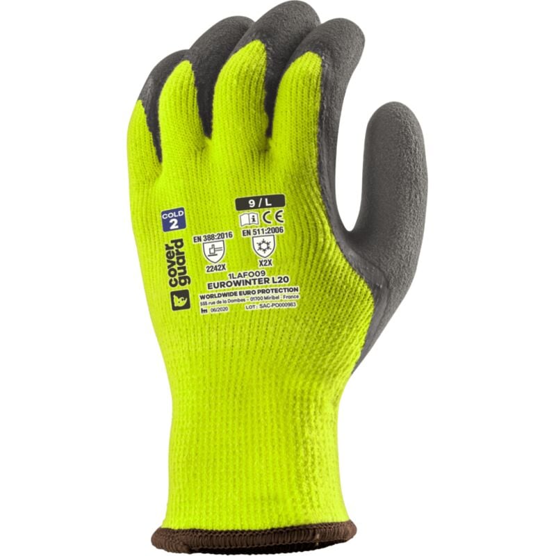 Gants eurowinter L20 fourré acryl paume double enduit latex 08 Taille 10