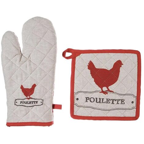 Gant et manique de cuisine Poule