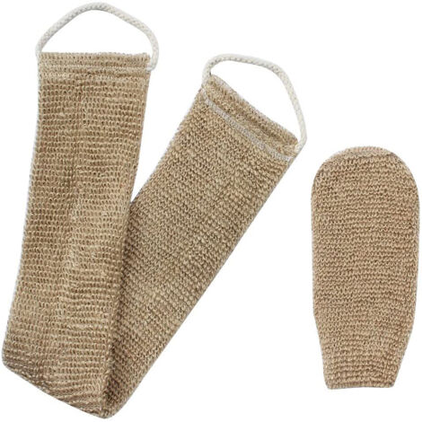 Gant Exfoliant Dos - Sangle Lavage Dos en Fibres Naturelles Chanvre et Crin - Pour Douche Corps Entier Homme Femme - 1 Pièce