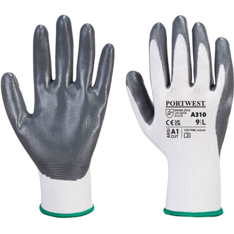 Gant Flexo Grip enduit Nitrile  couleur : Gris/Blanc taille XL - PORTWEST