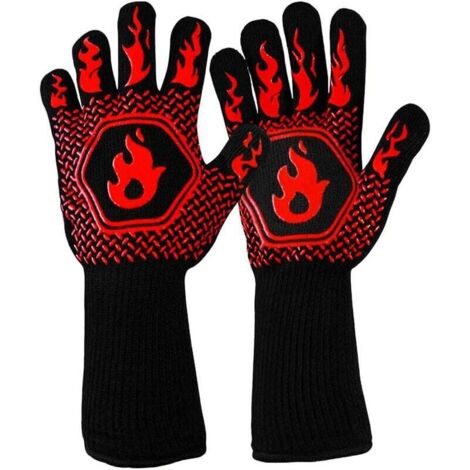Gant four anti chaleur gant cheminee anti feu Résistant jusqu'a 800°C 1472°F Certification EN407 pour la protection contre les risques thermiques gants four anti chaleur barbecue