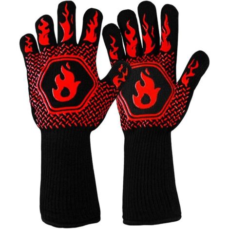Gant four anti chaleur gant cheminee anti feu Résistant jusqu'a 800°C 1472°F Certification EN407 pour la protection contre les risques thermiques gants four anti chaleur barbecue
