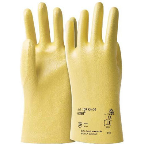 Gant Gobi 109 taille 9 jaune maillot coton avec nitrile EN 388 catégorie EPI II